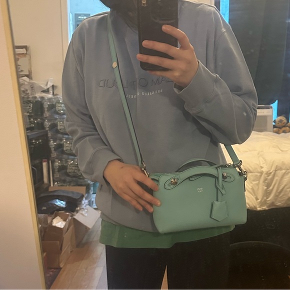 Fendi Blue Way mini Crossbody Bag with Detachable Strap-Tiffany blue color-Rare - Picture 8 of 13